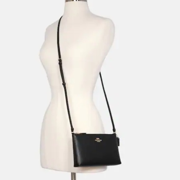 NWT Coach Zip Top Black Leather Crossbody Bag - Picture 9 of 9